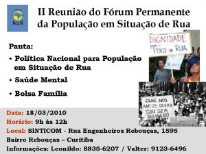 Convite II Forum da Populacao de Rua 2010